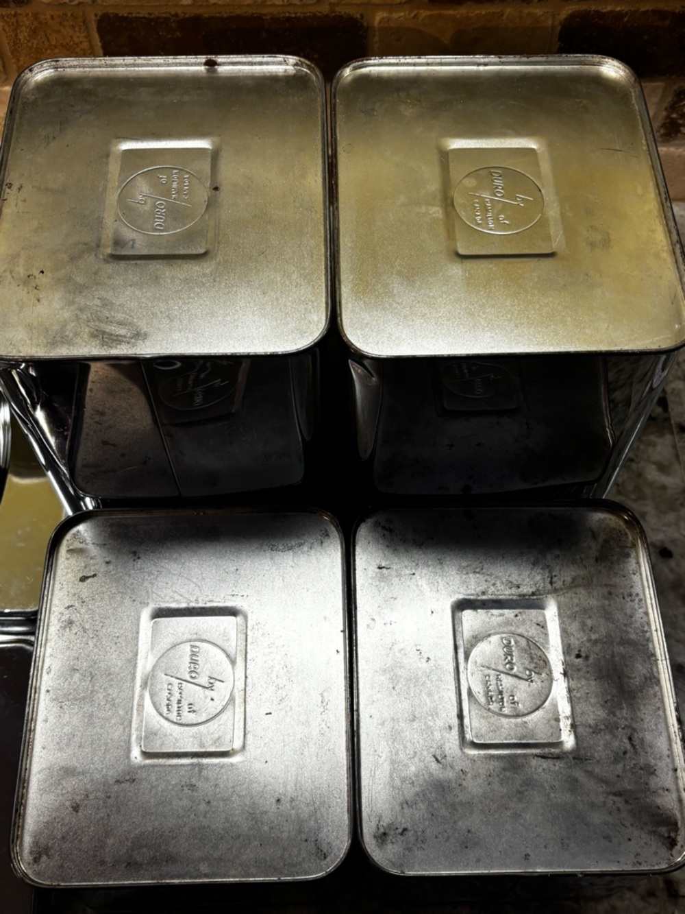Duro set of 4 vintage chrome kitchen canisters: flour, sugar, coffee, tea - Picture 11 of 12